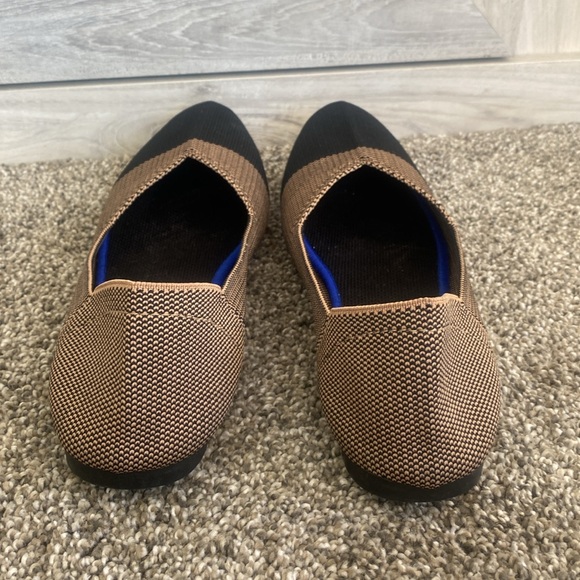 Pointed Toe Ballet Flats Size 38 Camel Captoe Woven Fabric Upper Slip On - Picture 3 of 6